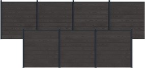 vidaXL Πάνελ Φράχτη 7 pcs WPC και Αλουμίνιο Μαύρο