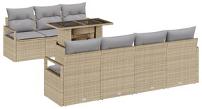vidaXL Σετ Καναπέ Κήπου 8 τεμαχίων με Μαξιλάρια Μπεζ Πολυ Ρατάν