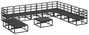 vidaXL Σετ Καναπέ Κήπου με μαξιλάρι 11 pcs Μαύρο Αλουμίνιο