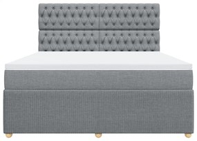 vidaXL Κρεβάτι Boxspring με Στρώμα Ανοιχτό Γκρι 180x200 εκ. Υφασμάτινο