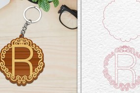 Intra απο ξύλο plywood 3mm-4mm πάχος Alphabet Keychain  Letter R Δίασταση 6x6 cm INTRAFABR-101080489