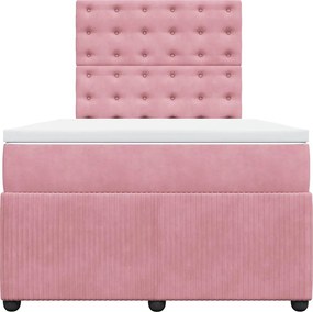 vidaXL Κρεβάτι Boxspring με Στρώμα Ροζ 120x190 εκ. Βελούδινο