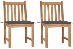 vidaXL Καρέκλες Κήπου 2 τεμ. από Μασίφ Ξύλο Teak με Μαξιλάρια