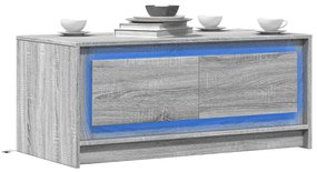 Τραπεζάκι Σαλονιού με Φώτα LED Γκρι Sonoma Επεξ. Ξύλο - Γκρι