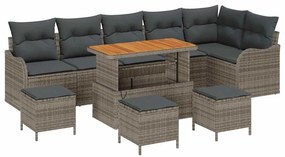 vidaXL Σετ Καναπέ Κήπου με μαξιλάρι 10 pcs Γκρι 110 x 55 x 71 εκ