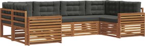 vidaXL Σειρά Καναπέ Εξωτερικού με μαξιλάρι 6 pcs Φυσικό και Ανθρακί