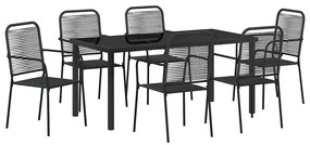 vidaXL Σέτ φαγητού για κήπο 7 pcs Μαύρο Χάλυβας με επίστρωση πούδρας