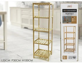Ραφιέρα Επιδαπέδια Με 5 Ράφια Φυσικό Ξύλο 35x30x100cm