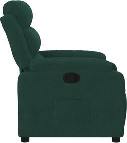 vidaXL Πολυθρόνα Ανακλινόμενη Σκούρο Πράσινο Βελούδινη