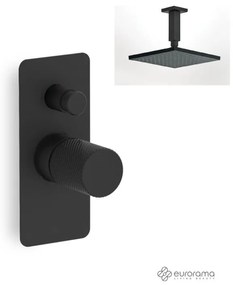 Eurorama Black Matt Ανακλινόμενη Κεφαλή 20x20εκ +Μίκτης εντοιχισμού 2 εξόδων 167030SL-400