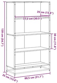 Βιβλιοθήκη καπνιστή βελανιδιά 80,5x35x139 cm Ξύλινη κατασκευή - Καφέ