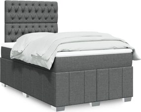 vidaXL Κρεβάτι Boxspring με Στρώμα Σκούρο Γκρι 120x190 εκ Υφασμάτινο