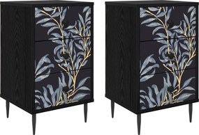 vidaXL Κομοδίνο DOKKUM 2 τμχ. Μαύρη Δρυς 36 x 33 x 61 εκ.