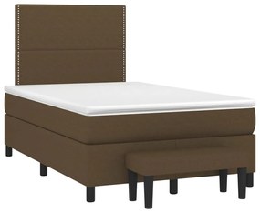 Κρεβάτι Boxspring με Στρώμα Σκούρο Καφέ 120x200 εκ. Υφασμάτινο - Καφέ