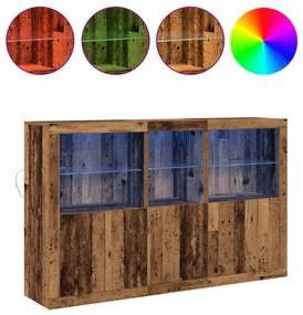 vidaXL Μπουφές με LED Φώτα Φθαρμένο Ξύλο 162x37x100 εκ. Υποβλητικό Σχέδιο