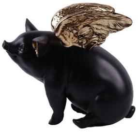 Διακοσμητικό Αντικείμενο Επιτραπέζιο Piggy 020710 26x17xH22,5cm Black-Gold Polyresin
