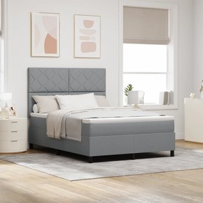 vidaXL Κρεβάτι Box Spring με Στρώμα Φως Γκρι 160x200 εκ. Ύφασμα