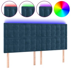 Κεφαλάρι Κρεβατιού LED Σκούρο Μπλε 180x5x118/128 εκ. Βελούδινο - Μπλε
