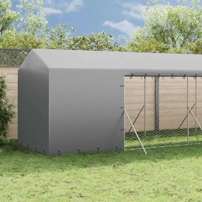 vidaXL Κλουβί Σκύλου Εξ. Χώρου με Οροφή Ασημί 2x14x2,5 μ. Γαλβ. Ατσάλι