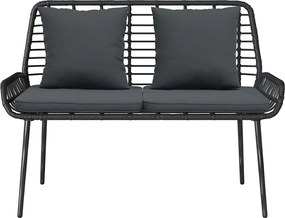 vidaXL Παγκάκι κήπου Μαύρο και Ανθρακί συνθετικό ρατάν