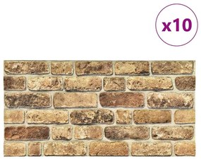 vidaXL Πάνελ Τοίχου 3D 10 τεμ. Σχέδιο Τούβλα Σκούρο Χρώμα Άμμου EPS