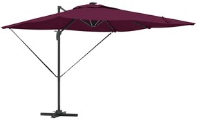 vidaXL Cantilever Roma Παράσολα με LED σε Bordeaux Red, 286 x 285 x 270 εκ. από αλουμίνιο.