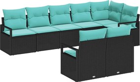 vidaXL Σετ Καναπέ 8 pcs Μαύρο συνθετικό ρατάν