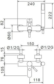 La Torre New Tech Black Matt 12019 - Μπαταρία λουτρού