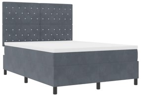 vidaXL Κρεβάτι Κουτιού με Στρώμα Σκούρο Γκρι 140x200 cm Βελούδο
