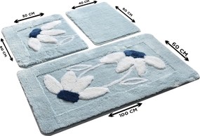 Acrylic Bathmat Set (3 Pieces) Daisy - Blue Multicolor