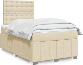 vidaXL Κρεβάτι Boxspring με Στρώμα Κρεμ 120x190 εκ. Υφασμάτινο