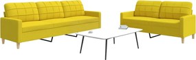 vidaXL Σετ Σαλονιού 2 Τεμαχίων Αν. Κίτρινο Υφασμάτινο