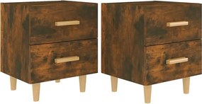 vidaXL Κομοδίνα 2 τεμ. Καπνιστή Δρυς 40 x 35 x 47,5 εκ.
