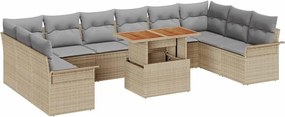 vidaXL Σετ Καναπέ Κήπου με αποθήκευση 9 pcs Μπεζ Πολυ ράταν