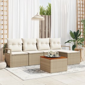 vidaXL Σετ Καναπέ Κήπου 6 pcs Beige, λευκό Μέγεθος: Μεγάλο