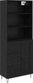 vidaXL Highboard με συρτάρι 2 pcs Μαύρη Οξυά Επεξεργασμένο ξύλο