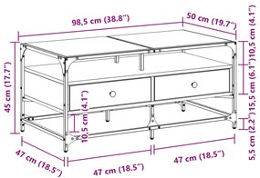 ΤΡΑΠΕΖΑΚΙ ΣΑΛΟΝΙΟΥ ΚΑΠΝΙΣΤΗ ΔΡΥΣ 98,5X50X45ΕΚ. ΓΥΑΛΙΝΕΣ ΠΟΡΤΕΣ 846046