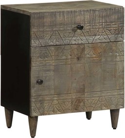 vidaXL κομοδίνο ντουλάπι ανοιχτό γκρι 50x33x60 cm μασίφ ξύλο Mango