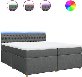 vidaXL Κρεβάτι Boxspring με Στρώμα Σκούρο Γκρι 200x200 εκ. Υφασμάτινο