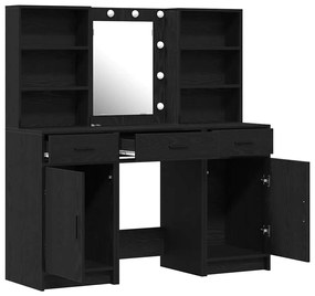 vidaXL Σετ Τραπεζιού Μακιγιάζ 3 pcs Μαύρη δρυς 50 x 41 x 135 εκ