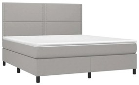 vidaXL Κρεβάτι Boxspring με Στρώμα &amp; LED Αν.Γκρι 180x200εκ. Υφασμάτινο