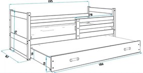 Κρεβάτι Riccon II-Γραφίτης-Μπλε-200 x 90