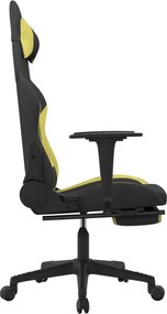 vidaXL Καρέκλα Gaming Μαύρη/Αν. Πράσινο Ύφασμα με Υποπόδιο