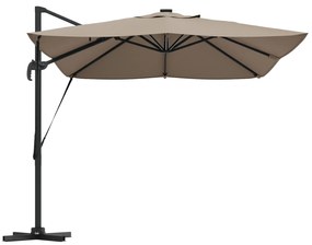vidaXL Ομπρέλα με βραχίονα Roma με LEDs Ταμπά 352x251x265 cm Αλουμίνιο