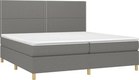 vidaXL Κρεβάτι Boxspring με Στρώμα &amp; LED Σκ.Γκρι 200x200εκ. Υφασμάτινο
