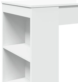 vidaXL Τραπέζι Μπαρ με Ράφια Λευκό 95x47x103,5 εκ. Επεξεργ. Ξύλο