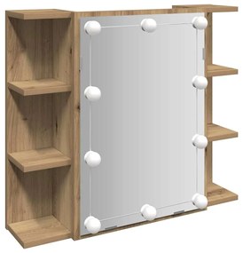 vidaXL Ντουλάπι καθρέφτη με LED Artisan Oak 70x16,5x60 cm