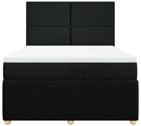 vidaXL Κρεβάτι Boxspring με Στρώμα Μαύρο 140x200 εκ. Υφασμάτινο