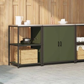 vidaXL Σετ Αποθήκευσης Κουζίνας με ράφι με πόρτα 2 pcs Ελιά Πράσινη