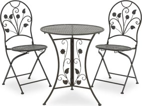 Τραπεζαρία κήπου Abriel pakoworld σετ 3τεμ μέταλλο ανθρακί antique